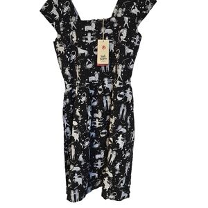 NWT Mata Traders Horoscope Dress - Stars Celestial Retro A-line Black 50s Zodiac